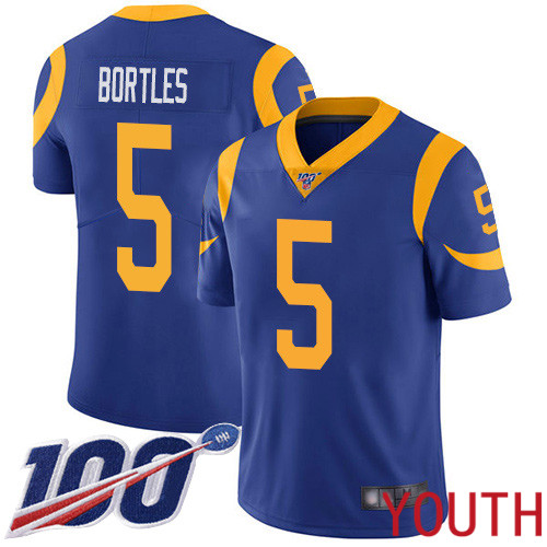 Los Angeles Rams Limited Royal Blue Youth Blake Bortles Alternate Jersey NFL Football 5 100th Season Vapor Untouchable